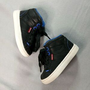 Levi's Leather High Top Sneakers Black Lace Up Walker Shoes Toddler Infant sz: 5